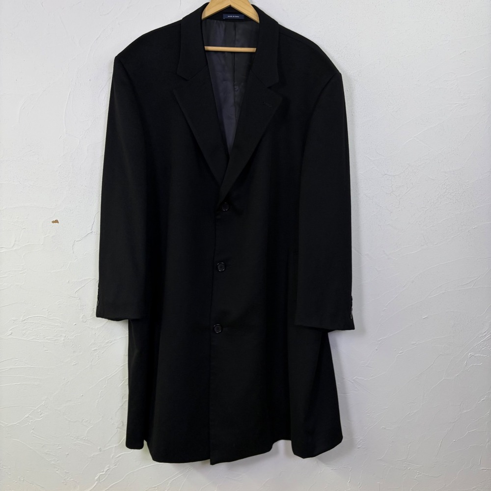 Ralph Lauren Overcoat Mens 54R Wool Cashmere Black Long Formal Luxury Amicale